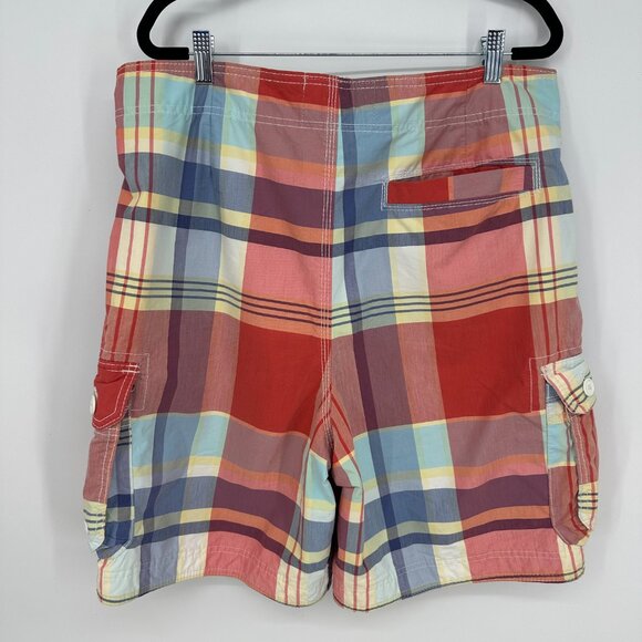 Abercrombie & Fitch Vintage Y2K Plaid Cargo Board Shorts L Mens‎ Swim Trunks - Picture 2 of 7